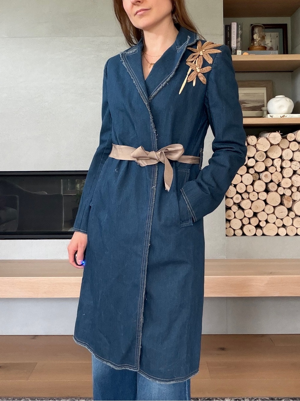 Vintage cotton denim longline jacket xs to small